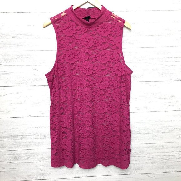 NEW Torrid Women's Pink Lace Top Mock Neck Sleeveless Sheer Blouse size 3X - Picture 1 of 9